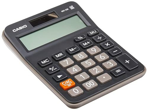Casio mx-12b-bk – Desktop Calculator – 12 Digit Solar and Battery Powered (14.7 x 10.7 x 2.9 cm)
