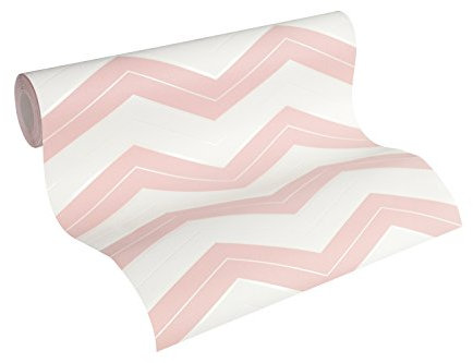 A.S. Création Designdschungel by Laura N. Vliestapete Tapete grafisch skandinavisches Design 10,05 m x 0,53 m rosa weiß Made in Germany 342422 34242-2