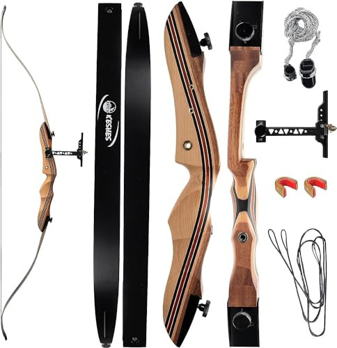 KESHES Takedown Hunting Recurve Bow and Arrow - 62 Archery Bow for Teens and Adults, 15-55lb Draw Weight - Right and Left Handed, Archery Set Bowstring Arrow Rest Stringer Tool Sight (30 lbs, RIGHT)