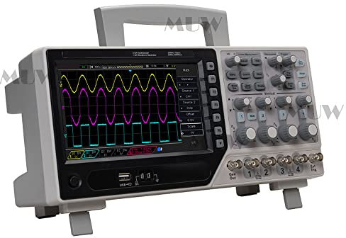 Oscilloscopio 250 MHz 4 CH, 500ΜV/DIV 1, frequenza di campionamento GS/s, sistema di innesco digitale 17,8 cm TFT 1 CH generatore della forma d’onda con funzione Arbitary