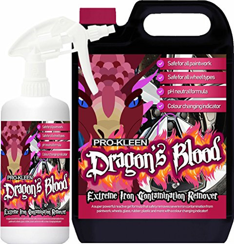 Pro-Kleen Dragon's Blood Extreme Iron Contamination Fallout Remover - Safe for use on all Wheel Types(6L) Super Concentrated, Fast Acting Alloy Wheel Cleaner - Safe on all Paintwork, Glass and more