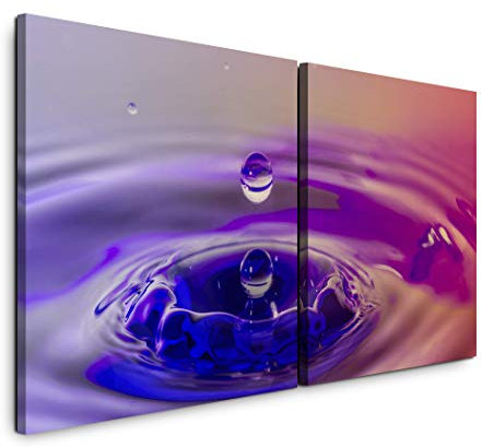 Paul Sinus Art GmbH Wasserperlen 120x60cm - 2 Wandbilder je 60x60cm Kunstdruck modern Wandbilder XXL Wanddekoration Design Wand Bild