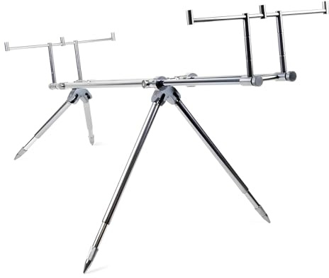 X2 Axis Rodpod 3-Rod - Ajustable hasta 116cm - 4 pies Ajustables - Aluminio - Soporte para cañas de Carpa - Posicionamiento Estable de la caña - Duradero y Compacto - para 3 cañas de Pescar