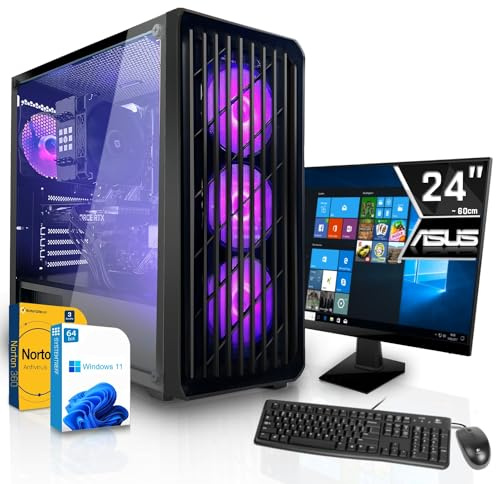 SYSTEMTREFF Basic Gaming Komplett PC Set AMD Ryzen 7 5800X 8x4.7GHz | Nvidia RTX 3050 6GB | 512GB M.2 NVMe + 512GB SSD | 16GB DDR4 RAM | Windows 11 | 24 TFT Monitor | Desktop Paket Computer für Gamer