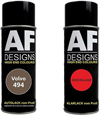 Autolack Spraydose Set für Volvo 494 Terra Bronze Metallic Basislack Klarlack Sprühdose 400ml