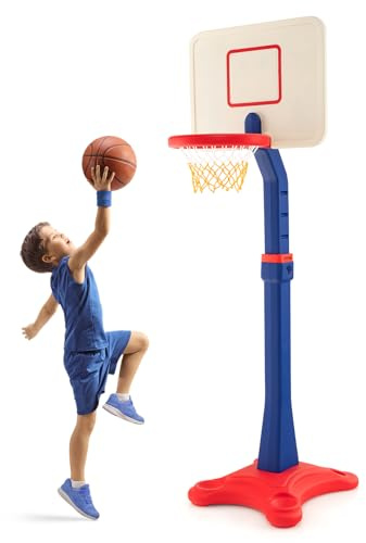 GOPLUS basketkorg med stativ, höjdjusterbar basketstativ, basketbräda av HDPE, bas med sand/vatten, fyllbar, fristående, inomhus och utomhus, för barn och ungdomar