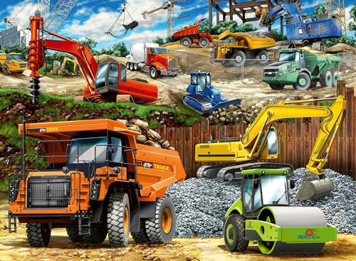 Ravensburger Construction Vehicles 100 piece Jigsaw Puzzle for Kids Age 6 Years and Up - Extra Large Pieces