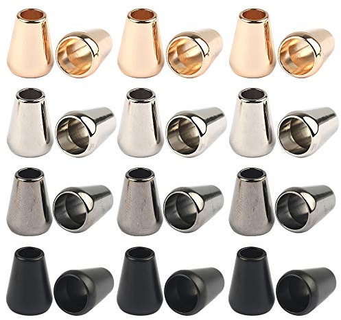 Gativs Kordelenden aus Metall 40 Stück Verschlusskappen Kordelenden Metall Endstück Kordel Verschluss Endkappen Endstopfen Kordelstopper Gold Silber Schwarz für Kordeln 13mm x 8mm