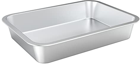 Onlyfire Edelstahl Auflaufform, Backform Rechteckig Kuchenform Ofenform Groß 40*30 *6,8cm, Perfekt für Lasagne/Brownie/Aufläufe, Leicht zu reinigen und spülmaschinenfest
