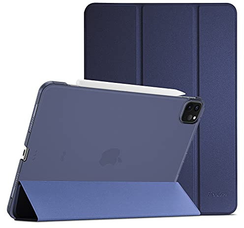 ProCase Fodral för iPad Pro 12,9 tum 2022/2021/2020 (6/5/4 generation), trippelvikbart skyddsfodral, ultratunt lätt stativ skal smart fodral – marinblå