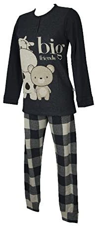 CRAZY FARM Pigiama Donna Invernale Morbido e Caldo Manica Lunga Collo Serafino Articolo 15677, 2162 Scottish Blu, S