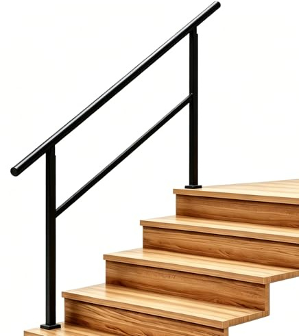 Metty Metal Handläufe für Außentreppen, 5-stufiges Treppengeländer-Set | Rostfreier Treppenhandlauf, robust für Senioren und Familien. Einfach zu installieren, passend für Außentreppen und Hofzäune