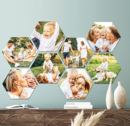 MuchoWow© Fotowand Hexagon Bilderrahmen Personalisierte Geschenke Collage | Large, 2 Stück - Wanddeko, Fotogeschenke mit eigenem Foto, selbst gestaltbare Wandcollage aus Bilderrahmen für Wohnzimmer