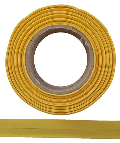 ME:NaMa Schrägband aus 100% Baumwolle - 10 m x 18 mm (gefalzt) - Hochwertiges Einfassband, Baumwollband, Schrägband - Ideal zum DIY-Nähen - In Belgien hergestellt, auf Einer Rolle (Gelb)
