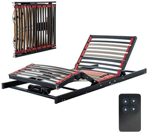 Cosy2Go Lattenrost 100x200cm elektrischer Lattenrost - Kopf- und Fußteil elektrisch verstellbar - ultraflach, faltbar, für Jede Matratze geeignet - passt in jedes Bett - fertig montiert