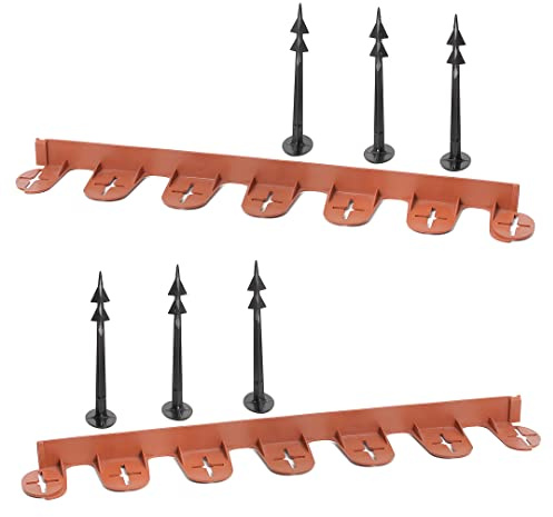 GardenPlast® PalisGarden - Bordes de césped flexible, resistente a los rayos UV, resistente a la intemperie, borde de césped, borde de corte (3 m + 12 unidades de anclaje de tierra, terracota)