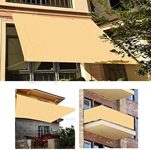 KOUDU Tenda a Vela Ombreggiante Telo 3x3m Impermeabile Vela Ombreggiante Tenda Parasole per Esterno, Giardino Terrazzo, Beige