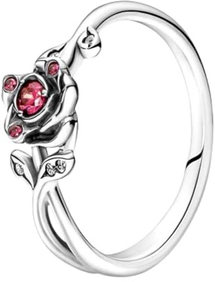 Pandora Disney Die Schöne und das Biest Ring Rose, Sterlingsilber, mit rotem und klarem Cubic Zirkonia