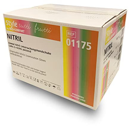 Med-Comfort Tutti frutti bunte Nitril Einweghandschuhe Einmalhandschuhe Untersuchungshandschuhe 10er Box Größe XL