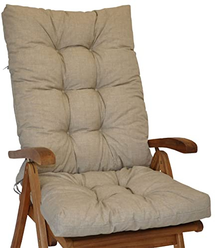Rattani Polster für Gartenstuhl , Hochlehner Auflage Sylva , Gr. 120x50x12 cm, Colore Grigio tenue (Soft grau)
