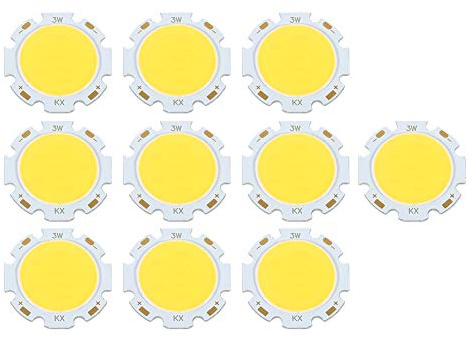 Tyenaza 10 pezzi Luci a Chip SMD, luci a LED COB Rotonde 3W DC 9-11V Lampadina a chip LED, per L'illuminazione della Lampada della Decorazione (Luce Naturale 4000K)