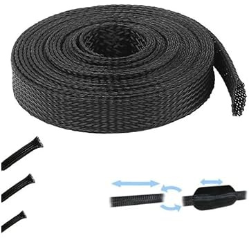 cyclingcolors Gaine tressée expansible Extensible Noir Protection câble électrique Faisceau Auto Moto Maison TV Ordinateur (10mm (de 10mm à 20mm))