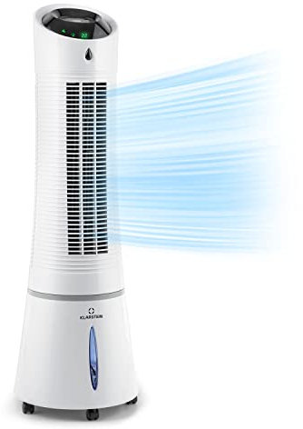 Klarstein Skyscraper Ice Smart Climatizador Evaporativo – 4 en 1: Ventilador, Enfriador, Purificador & Humidificador, 210 m³/h, Control App & Alexa, Depósito 6L, Oscilación, Ionizador, Blanco