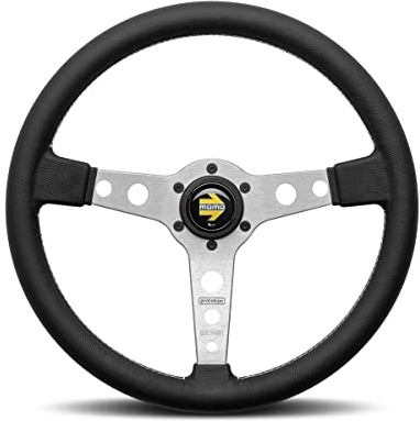 MOMO VOLANTE PROTOTIPO 320 MM RADIO GRIS, Gebürstetes Aluminium mit weißer Naht