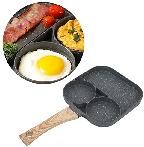 Padella Divisa, Padella Antiaderente Per Uova Con Coperchio Tutto In Una Padella Per Uova Fritte Induzione Compatibile Padella Per La Colazione Multisezione 3 In 1