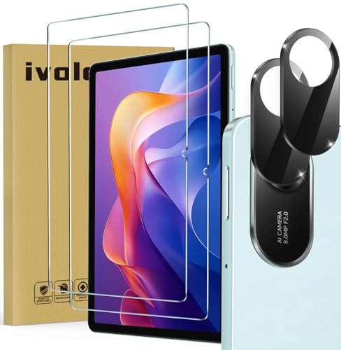 iVoler 2 Piezas Protector de Pantalla para Xiaomi Redmi Pad 2 (2025 Modelo, 2ª Generación) (No para Xiaomi Redmi Pad), con [2 Piezas] Protector de Lente de Cámara, Cristal Vidrio Templado Antiarañazos