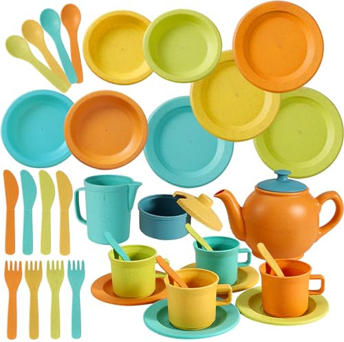 AOLEVA Set da Tè Giocattoli da Cucina per Bambini, Accessori Cucina Bambini, Set Cucina Gioco di Ruolo Regalo per Ragazzi Ragazze 3 4 5 Anni