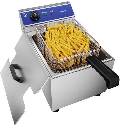 TAIMIKO Friteuse Électrique Commerciale en acier inoxydable 3000W 220V-240V Thermostat 60-200 °C
