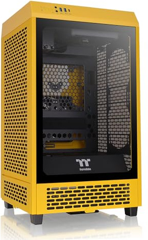 Thermaltake Tower 200 Mini-ITX Computer Case; 2x140mm Pre-Installed CT140 Fans; Supports GPU Length Up to 380mm; CA-1X9-00S4WN-00; Bumblebee; 3 Year Warranty