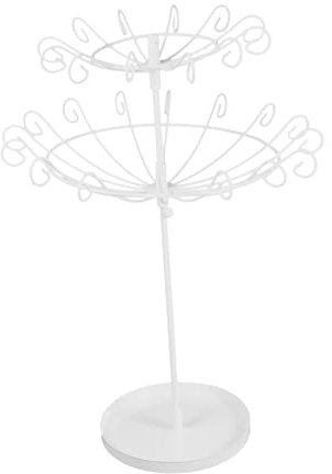VALICLUD 1stk Eisen-schmuck-display-rack Halter Für Ringketten 360 Drehbarer Schmuck-organizer Drehbarer Ständer Organisator Für Ohrringe Aus Metall Weiß Schmuckständer Rotieren Armband