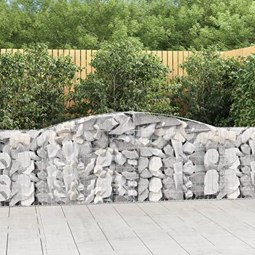 Chaduof Gabionen mit Hochbogen 3 STK Gabionenkörbe, Gabionen Hochbeet, Steinkorb, Gabionengitter, Drahtkorb Für Pflanzen, Kräuterspirale Für Garten, 400x30x100/120cm Verzinktes Eisen