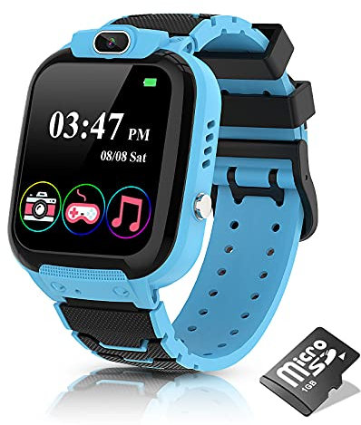 Kesasohe Smartwatch para Niños, Reloj Inteligente Niño con Game Watch 16 Juegos HD Fotocamera Video Música MP3, Cronometro Smartwatch Ragazza Ragazzo