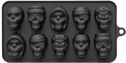 Kreative Totenkopf-Halloween-Backformen, 10 Mulden, Halloween-Totenkopf-Schokoladenformen, antihaftbeschichtet, handgefertigte Seifenformen, Totenkopf, Eiswürfel, Totenkopf, Backform, Kuchenform