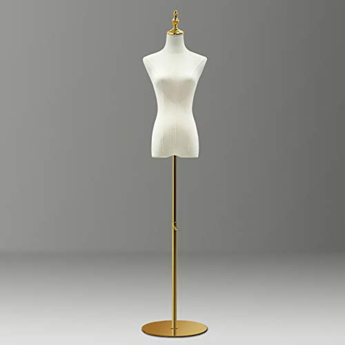 asdchZen Schaufensterpuppe, Schaufensterpuppenkörper, Schaufensterpuppenkörper, Torso, Schneiderpuppe Aus Holz, Kleiderschmuckdisplay Zum Nähen, Einfach Zusammenzubauen,M,Gold/Round,A