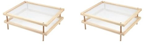 Ohewiiuk 2X SéChoir à Aliments Empilable avec Filet en Bois pour Pâtes et Herbes