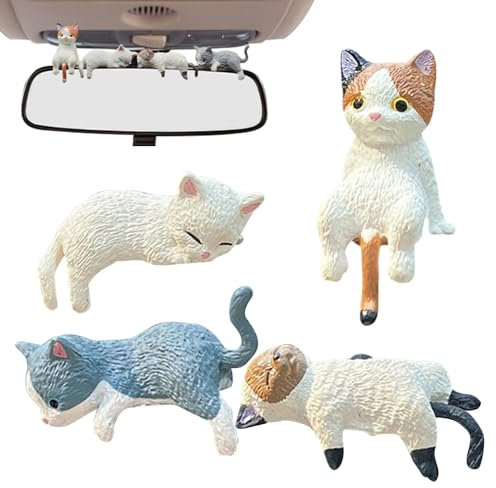 Small Cat Figurines, Sleep Cat Statues, Computer Monitor Decor, Funny Collectible Figurines, Cat Figurines For Car, Home Decor Cat Statues, Motorbike Collectibles, Cute Cat Ornaments, Desk Accessories