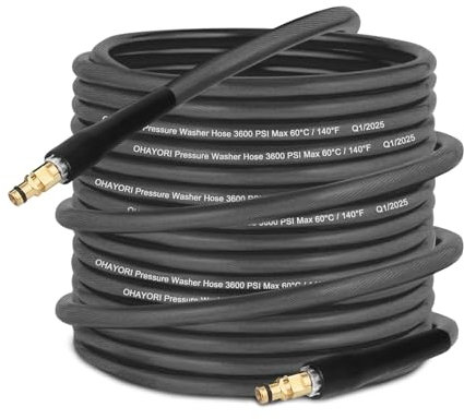 OHAYORI Pressure Washer Hose for Karcher K2-K7 Series, High Wear-Resistance Replacement Hose, Quick Connect Click Plug Power Wash Attachment for Car, Patio, Driveway Cleaning (10 Metres)