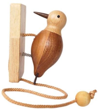 YTAFONPO Specht-Türklingel, Stressabbau-Zubehör, Vintage-Türklingel mit Kordelzug, handgefertigter Selbstklebender Specht-Türklopfer aus Holz für Zimmertüren