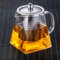 YUEMING Glass Teapot with Infuser, 750ML in Square Shape Borosilicate Glass Tea Pot with Tea Strainers for Loose Leaf Tea, Microwavable and Stovetop Safe,Removable 304 Stainless Steel Infuser