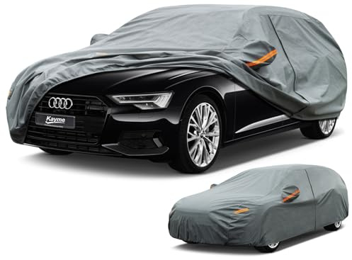 Kayme Heavy Duty Car Cover Waterproof Breathable, Outdoor 5 Layers Full Cover Sun Rain Dust All Weather Protection, Universal Fit Audi A6 Avant, BMW 5 Series Touring, E-class etc. (485 To 505cm)