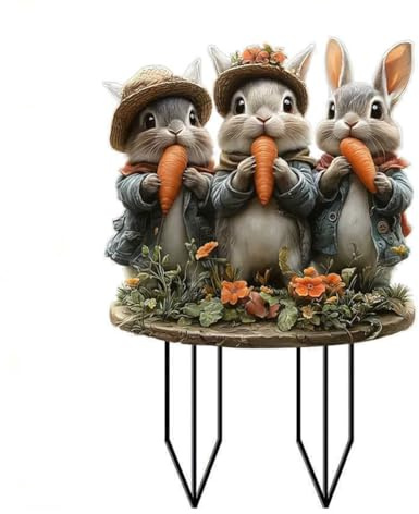 Generisch Osterdeko Outdoor Gartenstecker Osterhasen Stecken,Garden Ostern Gartenstecker Osterei Hase Gartenschilder Rasenstecker Osterdekoration für Draußen,Ostereier Osterschild,Deko (Hase Karotte)