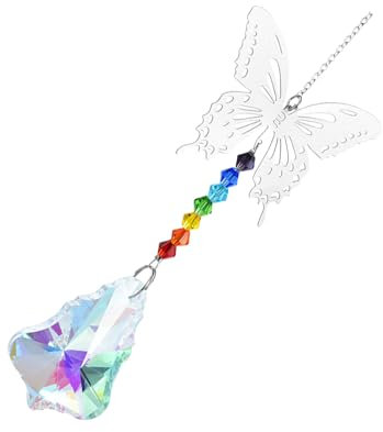 Ksikdeg Acchiappasole in cristallo con ciondolo a forma di farfalla da appendere alla finestra, ornamento da appendere alla finestra con riflessione della luce solare