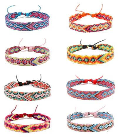 Vxcvzv Freundschaftsarmbänder Set,8 Stück Verstellbare Geflochtene Armbänder für Damen Kinder,Mitgebsel Geschenkbänder für Geburtstage Surferstil,8 Designs