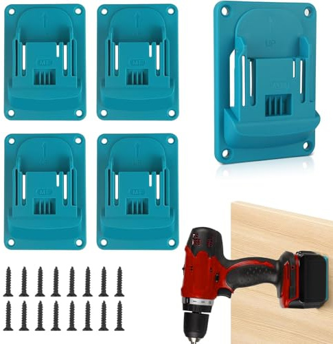 TRLREQ Power Tool Wall Mount for Makita 18V Tools, Pack of 5, Screwdriver Holder with Screws, Garage Storage