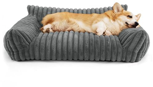 BUERPINKING Hundebett kleine Hunde, Katzensofa, Katzensofabett Kleines Hundebett für Hunde und Katzen, abnehmbares und waschbares Hundebissen (Grau, 60x45x20cm)