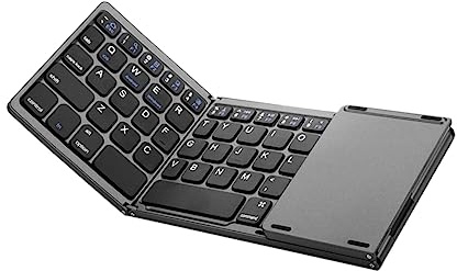 Tofficu Clavier sans Fil Pliable à Trois Volets Pavé Tactile Noir | Abs, Absorption Magnétique, Usage Portable, pour Téléphone et Notebook